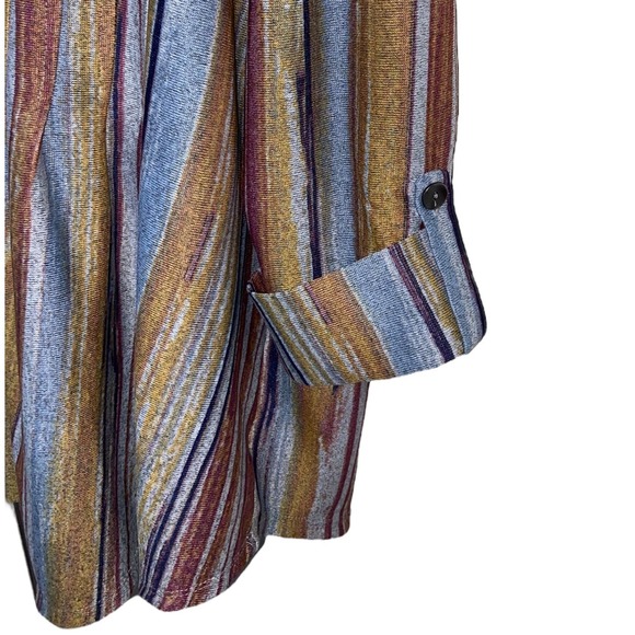 New Directions Tunic Top Multi-Colored Striped Button Up 3/4 Sleeve Blouse 1X - Picture 7 of 7